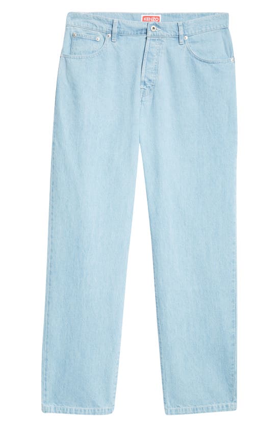 Kenzo Botan Loose Fit Jeans In Stone Bleached Blue Denim