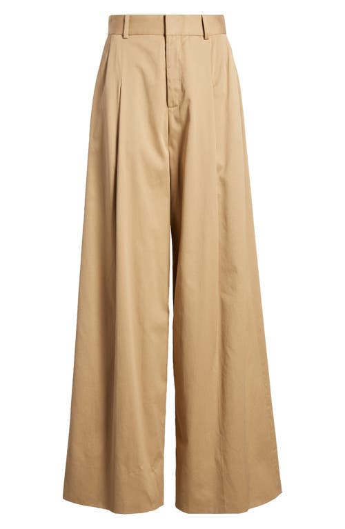 Shop Frame Pleated Wide Leg Trousers In Camel