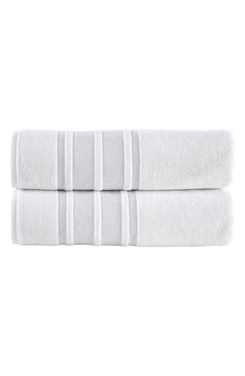 Shop Brooks Brothers Contrast Boarder 2-piece Towel Set In Silver