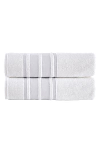 Brooks Brothers Contrast Boarder 2-piece Towel Set In White