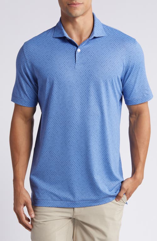 Crown Crafted Staccato Geo Print Performance Golf Polo in Cascade Blue