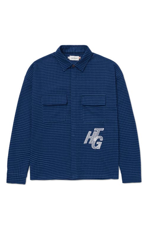 HONOR THE GIFT HTG Embroidered Logo Houndstooth Shirt Jacket in Navy 