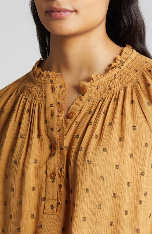 Wit & Wisdom Smocked Print Top In Caramel Latte/black