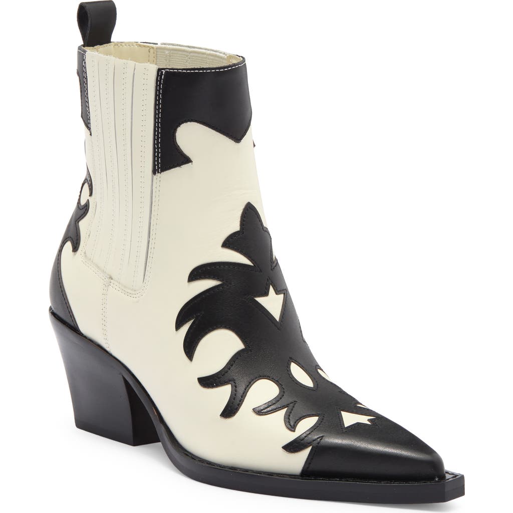 Dolce Vita Renia Western Bootie In Black/white Leather