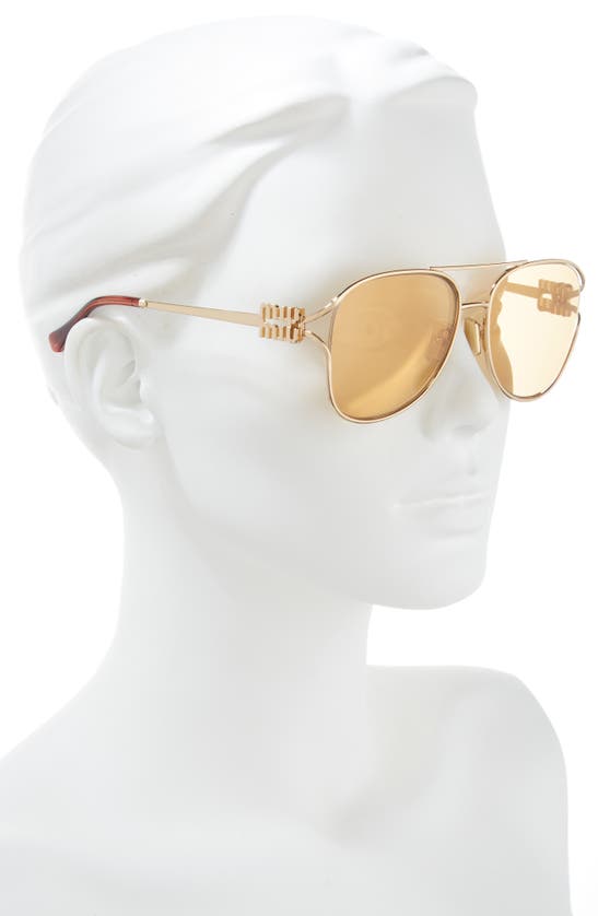 Shop Miu Miu 58mm Pilot Sunglasses In Gold