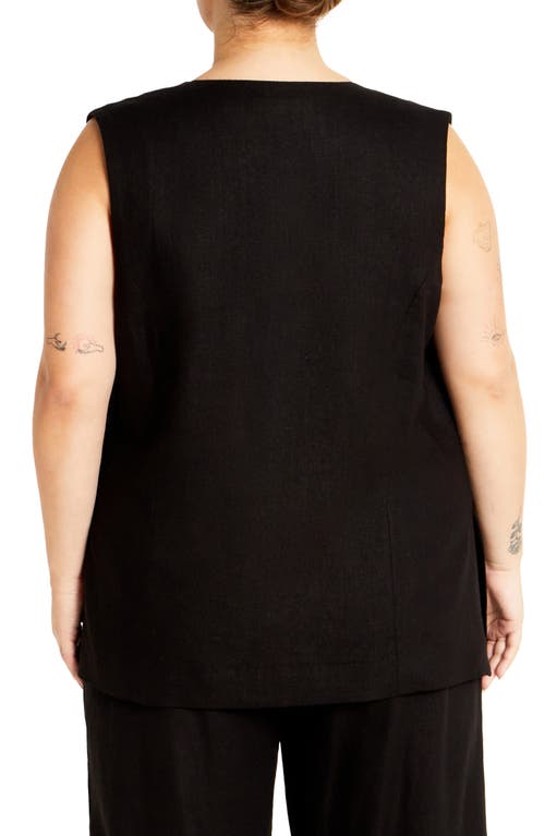 Shop City Chic Nala Linen Blend Vest In Black