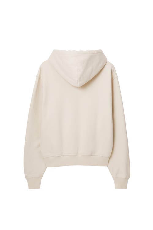 Shop Burberry Cotton Zip Hoodie In Soap