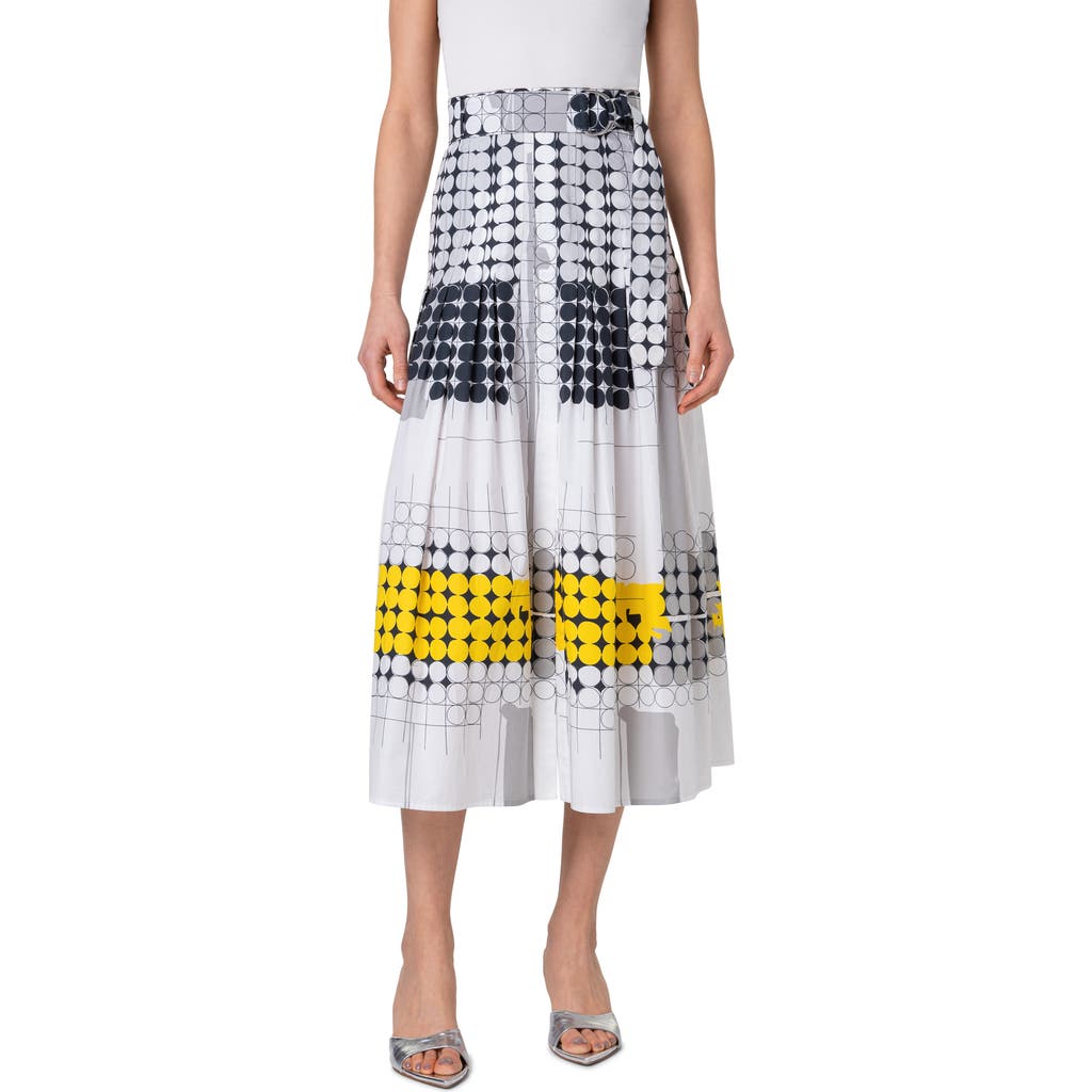 Akris Punto Polka-dot Print Cotton Skirt In Cream-tin-yellow