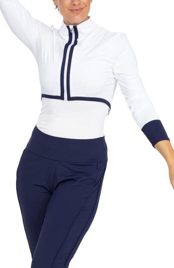 Shop Kinona Sun's Out Crop Golf Jacket In White/navy