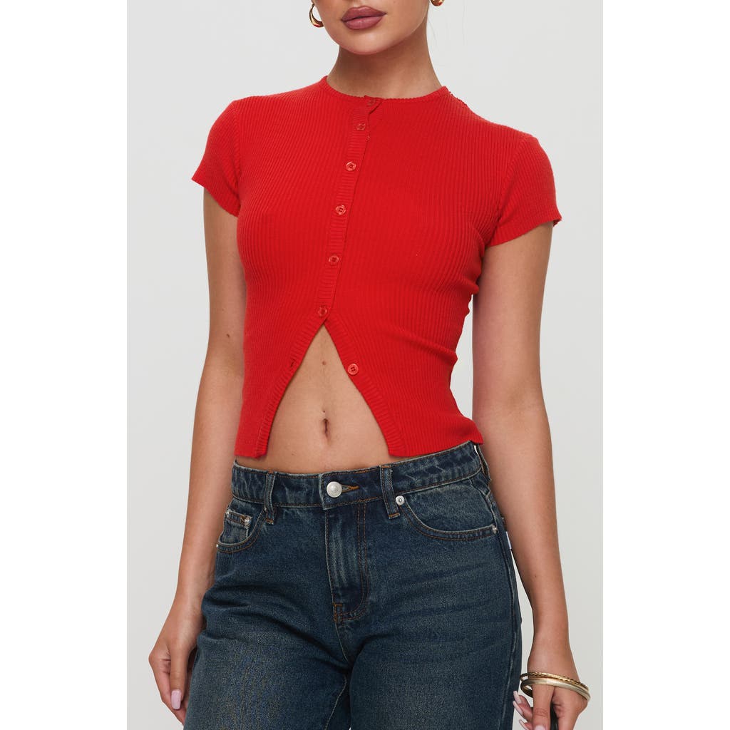 Shop Princess Polly Suzu Split Hem Top In Red