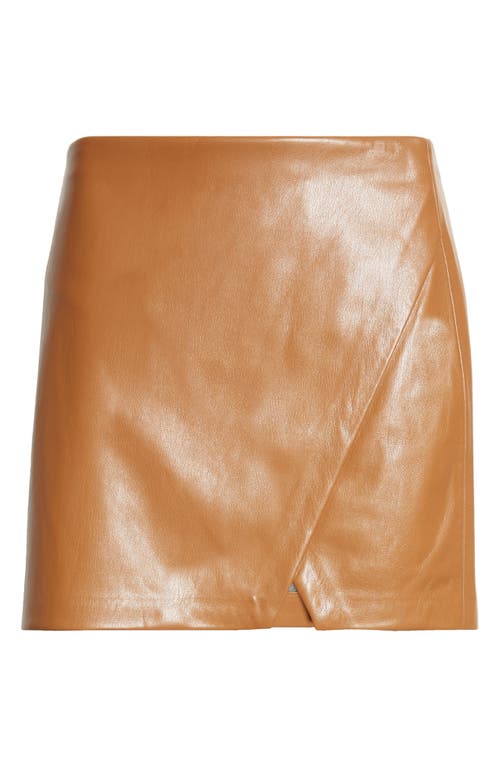 Shop Alice And Olivia Alice + Olivia Siobhan Faux Leather Wrap Miniskirt In Camel