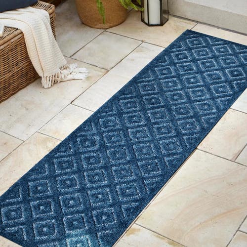 Jonathan Y Portmany Neutral Diamond Trellis Indoor/outdoor Area Rug In Navy