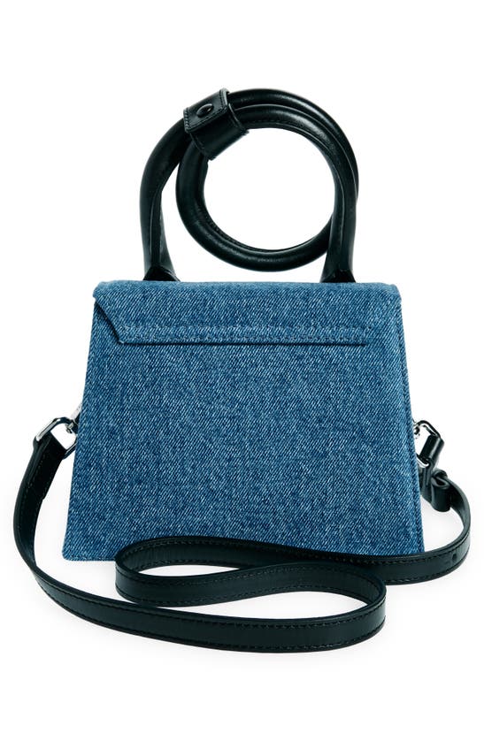 Shop Jacquemus Le Chiquito Noeud Denim & Leather Crossbody Bag In Blue