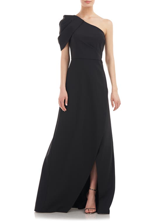 Briana One-Shoulder Draped Gown in Black