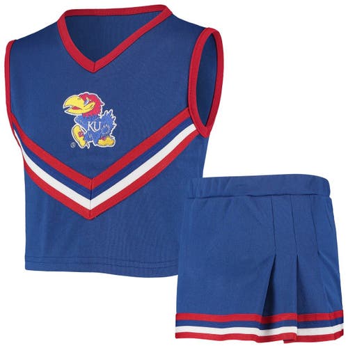 LITTLE KING Girls Youth Royal Kansas Jayhawks Two-Piece Cheer Set