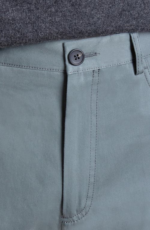 Shop Santorelli Flat Front Cotton Blend Pants In Sage