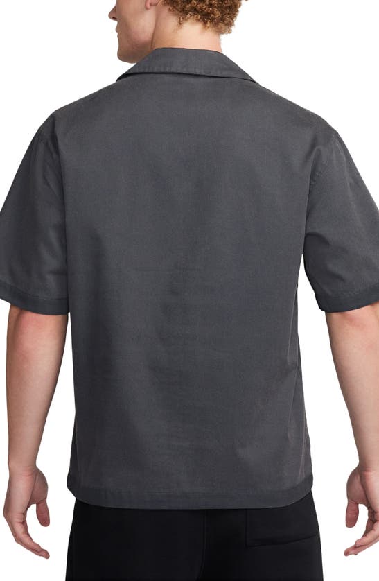 Shop Jordan Flight Essentials Oversize Snap-up Camp Shirt In Dark Smoke Grey