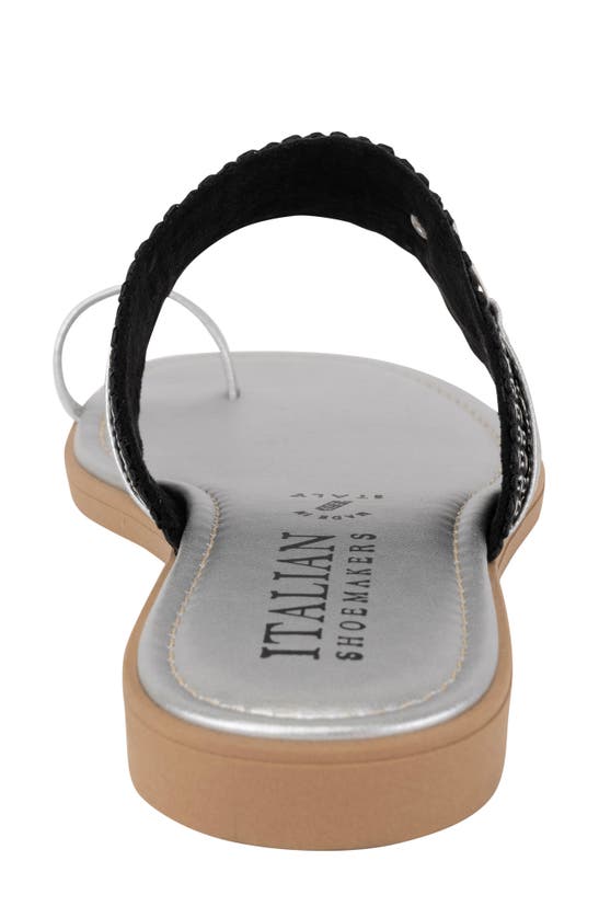 Shop Italian Shoemakers Dollie Slide Sandal In Black Silver