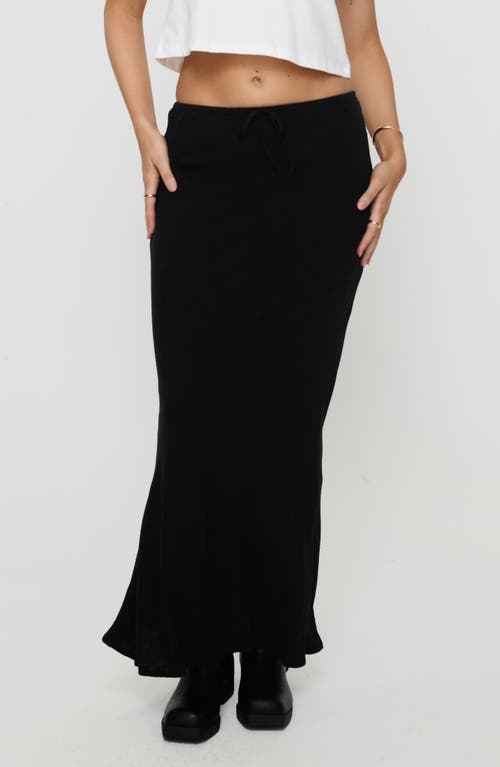 Shop Princess Polly Mercer Linen Blend Drawstring Maxi Skirt In Black