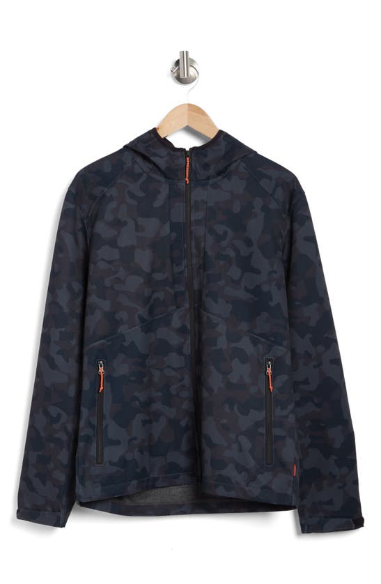 Hawke And Co Softshell Flex Hood Jacket In Black Camo