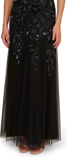 Adrianna Papell Floral Embroidered Beaded Trumpet Gown Nordstrom