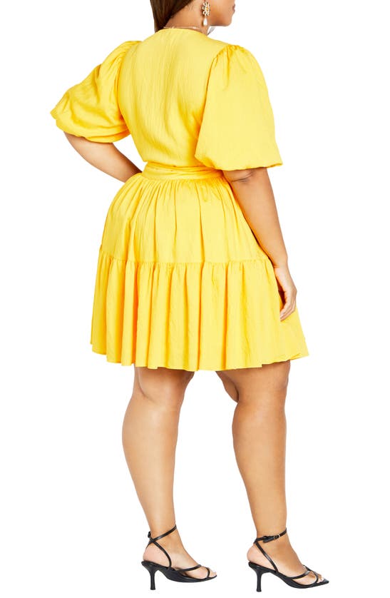 Shop City Chic Nikola Tiered Wrap Dress In Sunshine