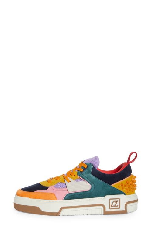 Shop Christian Louboutin Astroloubi Mixed Media Low Top Sneaker In 5631-multi Foam/navy