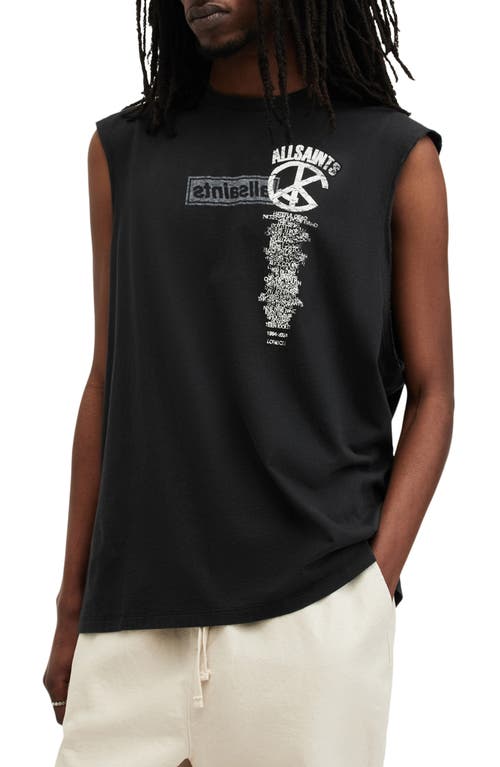 Allsaints Stock Graphic Muscle Tee In Black