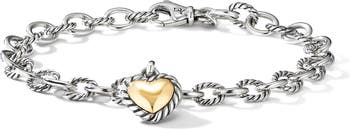 Cable Collectibles® Cookie Classic Heart Bracelet in Sterling Silver with  18K Yellow Gold, 4.5mm