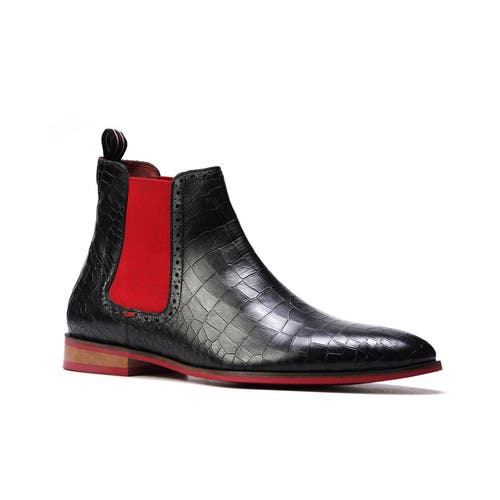 Carlos Santana Mantra Chelsea Boot In Black Croco