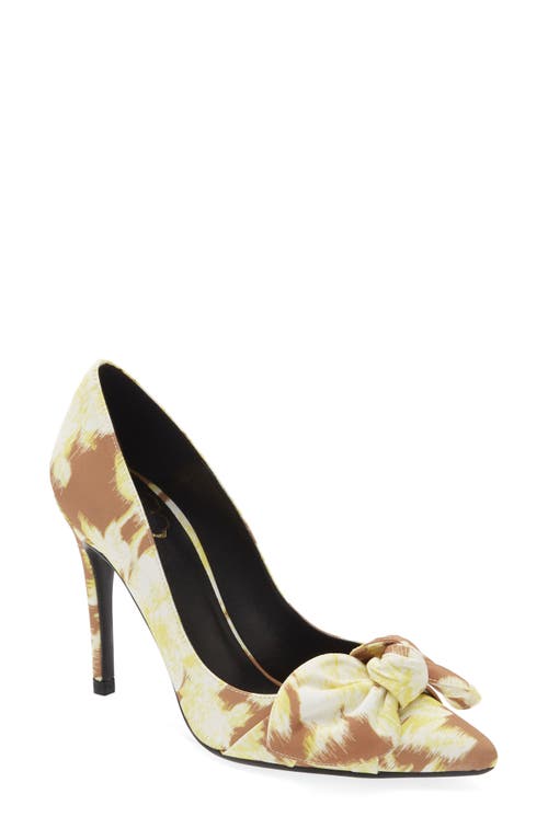 Ryana Tapestry Pointed Toe Bow Pump in Camel
