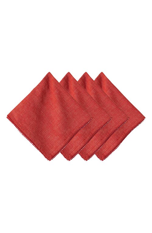 Shop Juliska Berry Trim Set Of 4 Cotton & Linen Napkins In Red