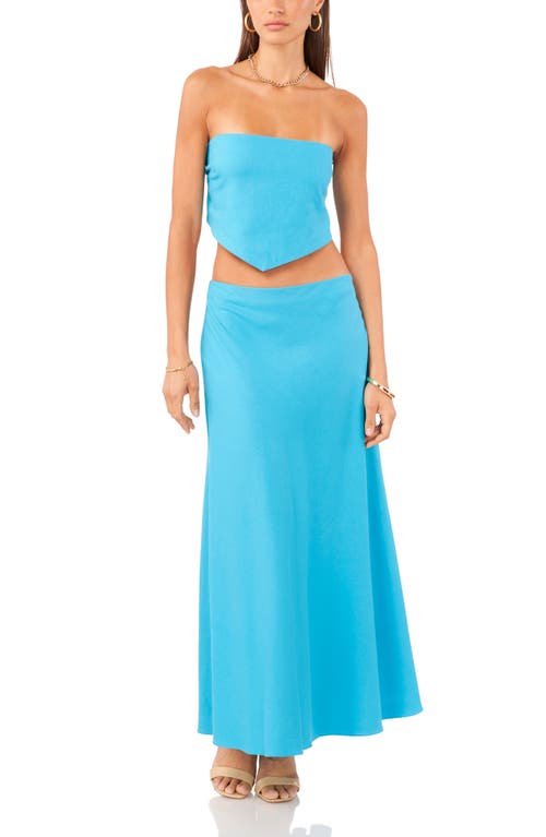 1.state Linen Blend Maxi Skirt In Laguna Mist Blue
