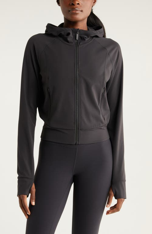 Shop Zella Studio Luxe Zip Hoodie In Black