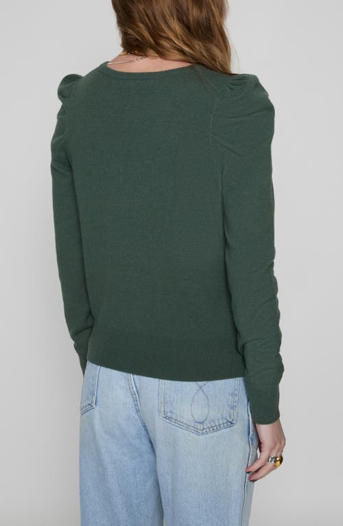 Shop Rebecca Minkoff Janine Puff Shoulder Merino Wool V-neck Sweater In Basil