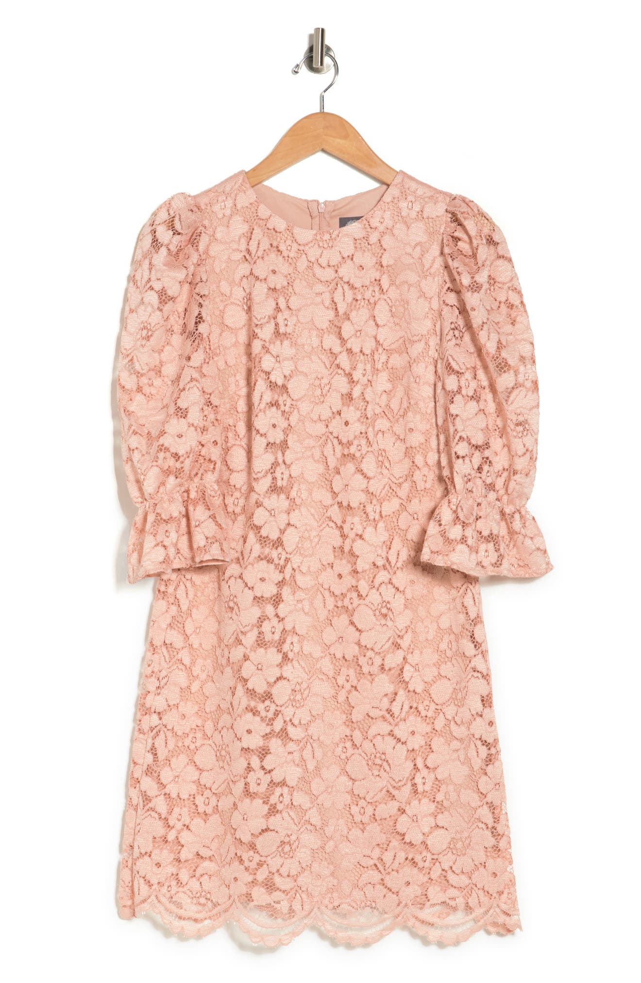 vince camuto ruffle neck shift dress