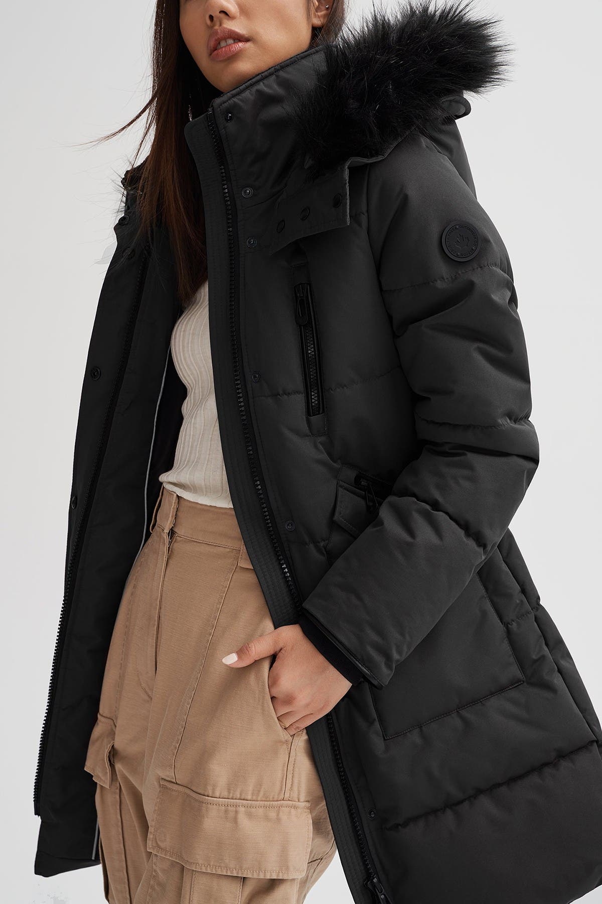 black fur trim parka