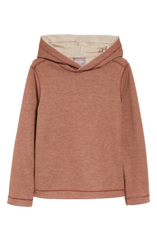 Shop Johnston & Murphy Kids' Solid Reversible Hoodie In Rust/oatmeal