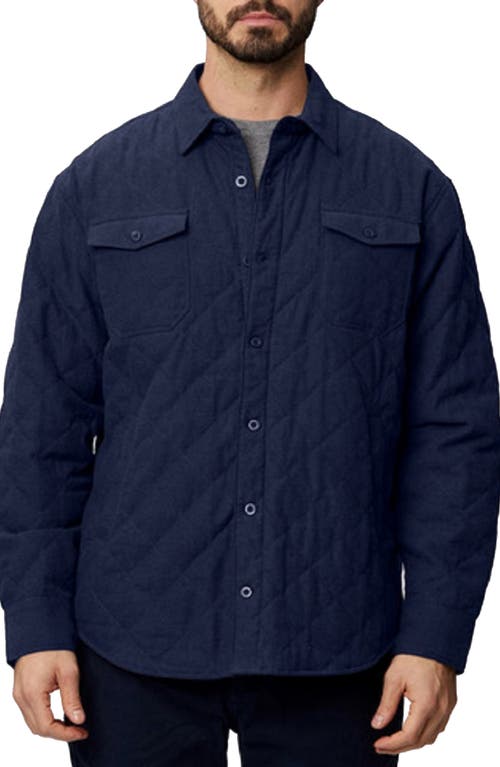 Elbow Patch Brushed Twill Quilted Shirt Jacket in Navy