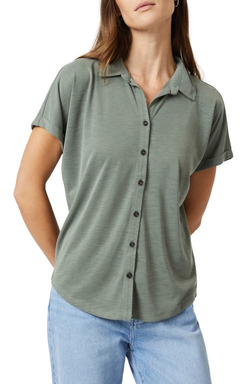 Short Sleeve Button-Up Shirt in Vintage Khaki