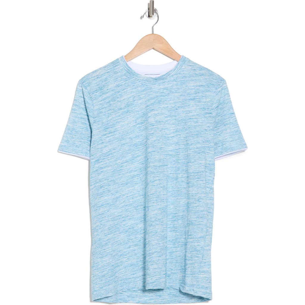 Denim And Flower Double Crewneck Heather T-shirt In Blue