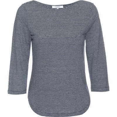 Frame Stripe Organic Linen Top, Blue