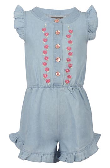 Vince Camuto Kids' Floral Embroidered Romper In Gray