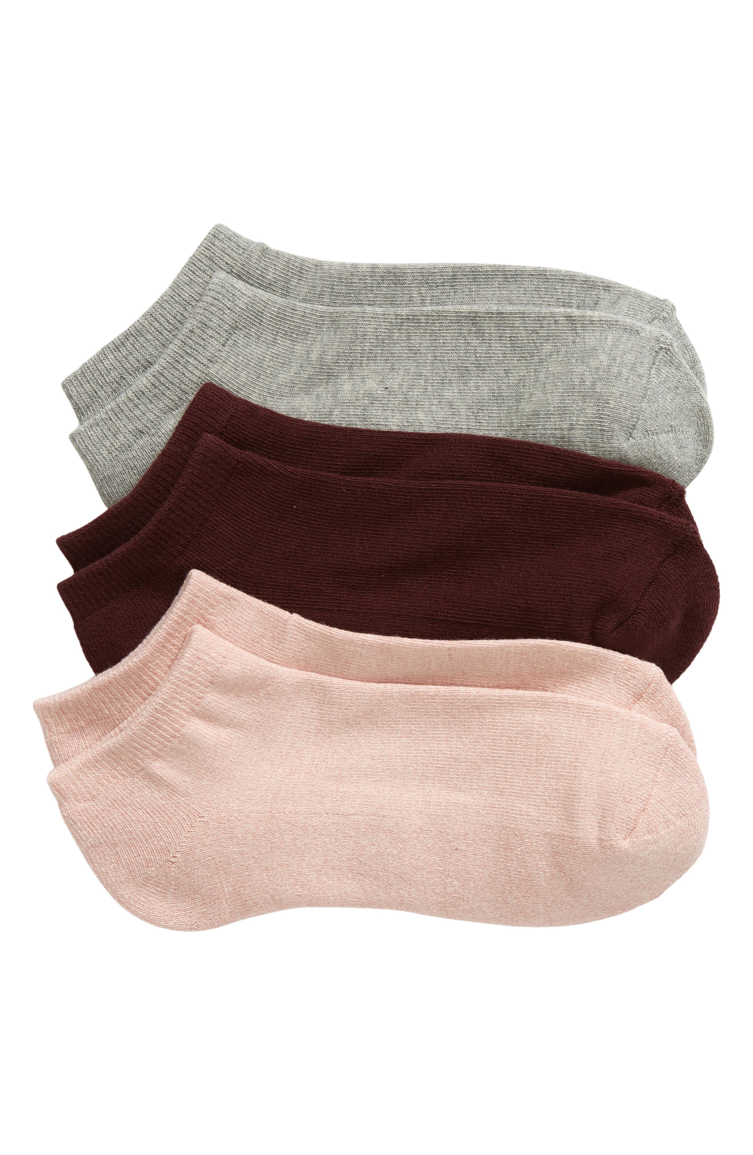 Nordstrom 3-pack Everyday Ankle Socks In Pink Puff -grey Multi
