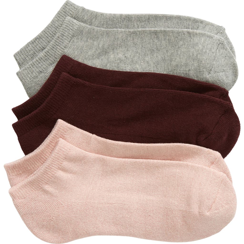 Nordstrom 3-pack Everyday Ankle Socks In Pink Puff -grey Multi