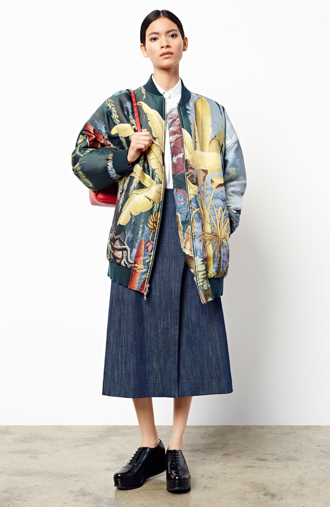 denim midi wrap skirt