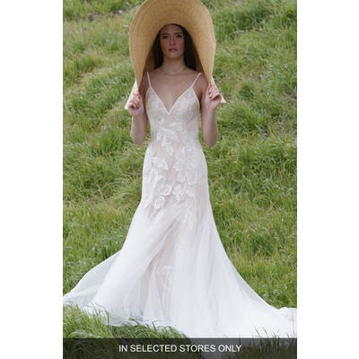Willowby Holden Lace & Tulle A-Line Wedding Dress, Size - Ivory