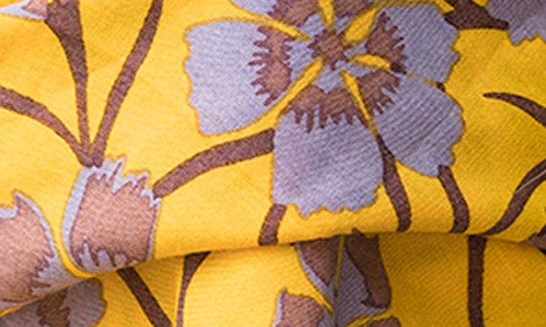 Shop Saachi Nerium Floral Border Print Scarf In Yellow