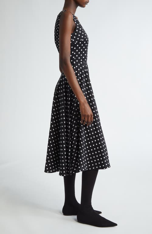 Shop Dolce & Gabbana Dolce&gabbana Polka Dot Sleeveless Cotton Midi Dress In Black/white