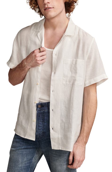 Lucky Brand True Indigo Casual Button Up Shirt Plaid Short Sleeve Mens Sz  Small